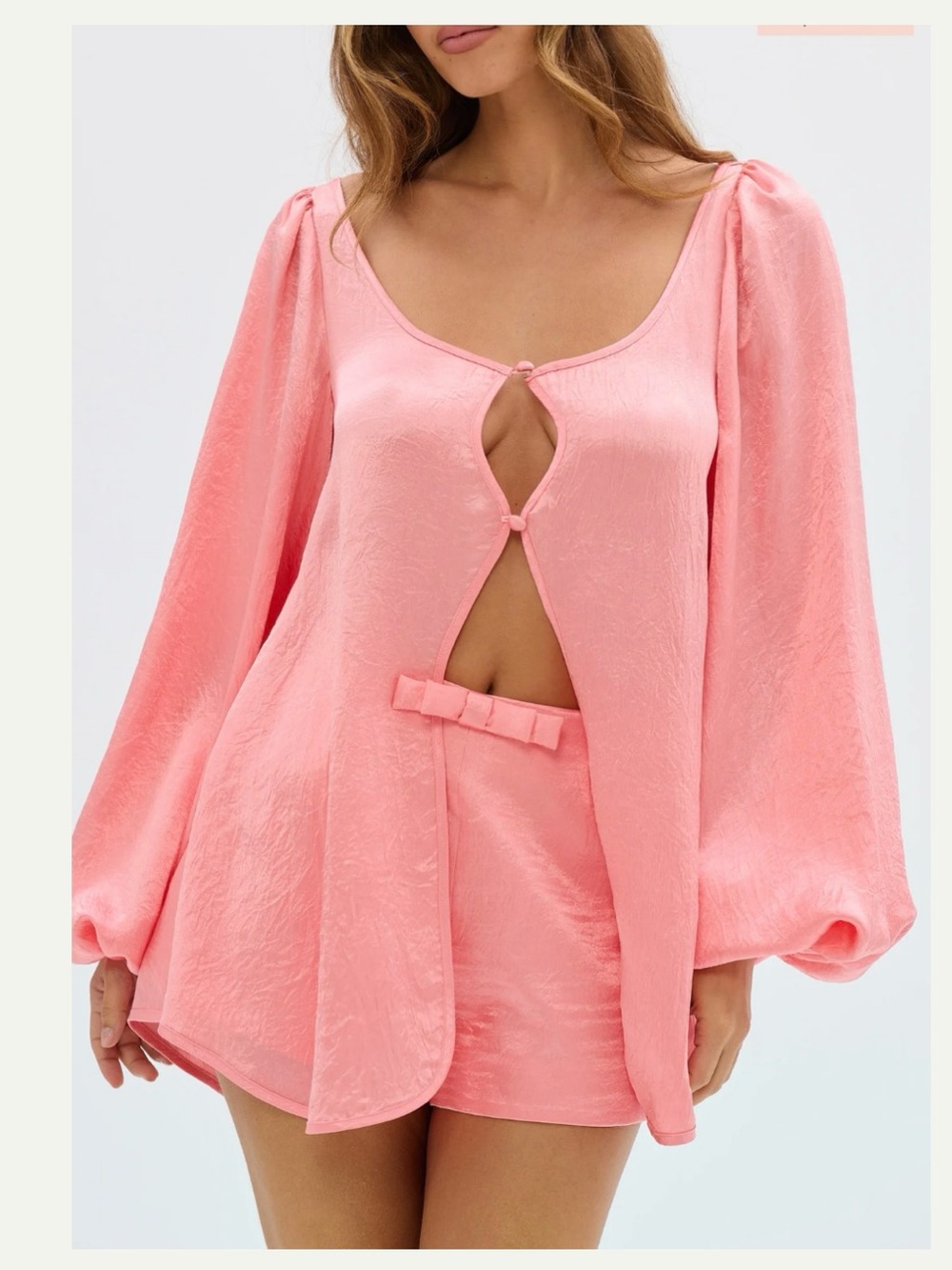 Bübish Two-Piece Set Penelope Blouse and short with Bow Detail in Watermelon Sz2